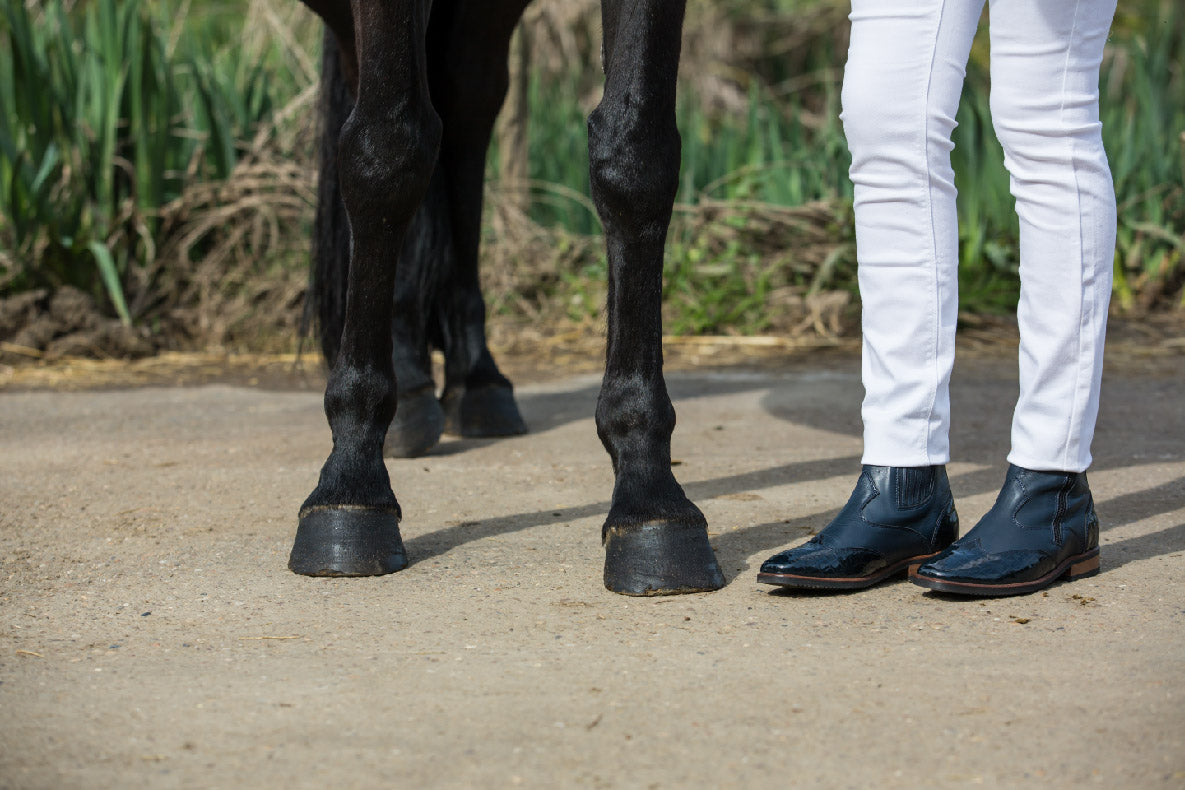 blue riding boots