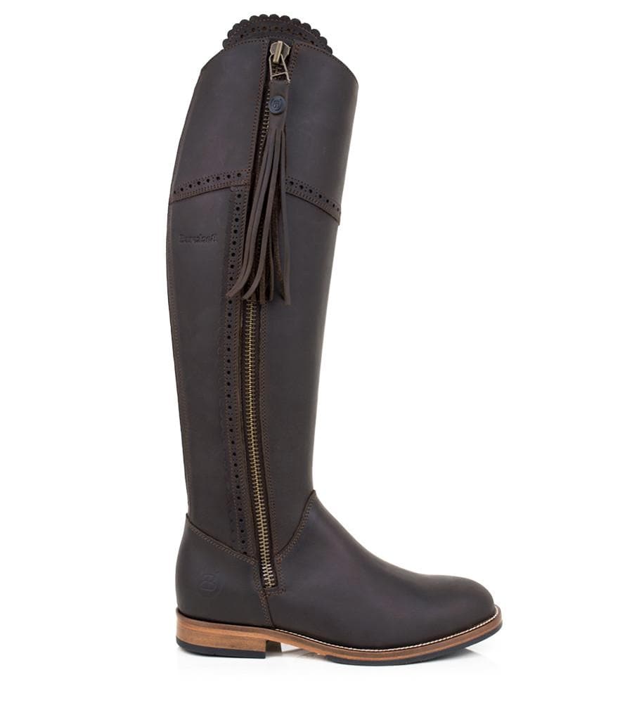 Sovereign Waxed Leather Boots with Tassel - Brown - Bareback Footwear