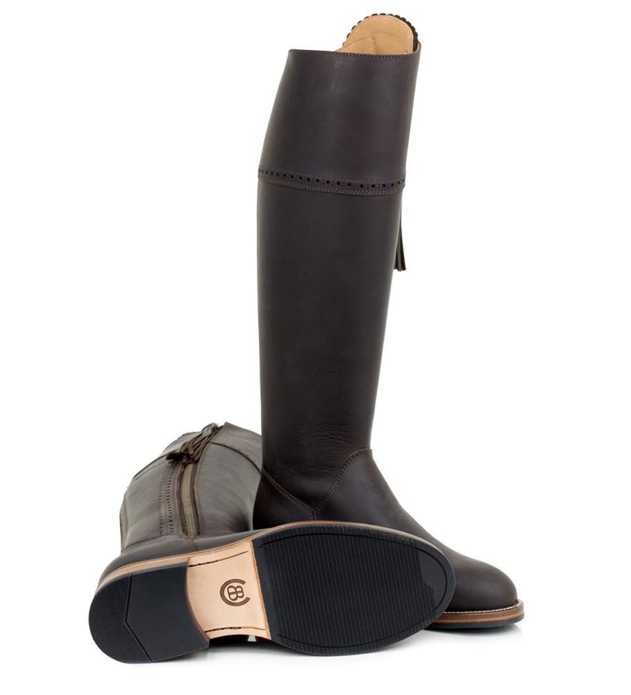 Sovereign Waxed Leather Boots with Tassel - Brown - Bareback Footwear