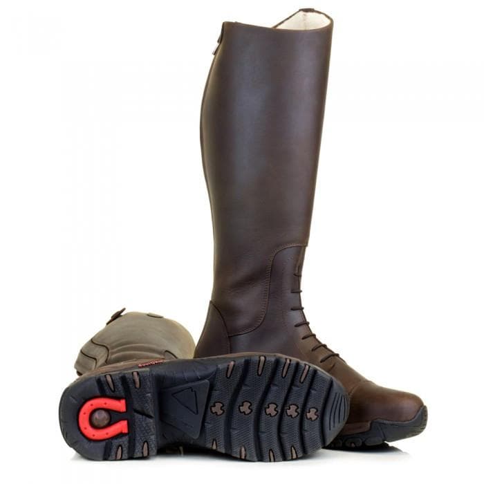 Nebraska waterproof wool lined long riding boot  - Brown - Bareback Footwear