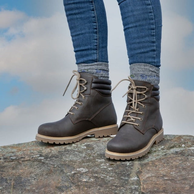 Rocky waterproof brown lace-up boots for stable yard jobs