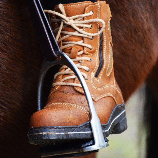 Havana leather jodhpur boot worn in the stirrup