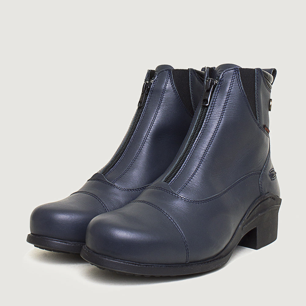 Bareback Idaho Storm waterproof jodhpur boots in navy, front view of the pair showing the zips