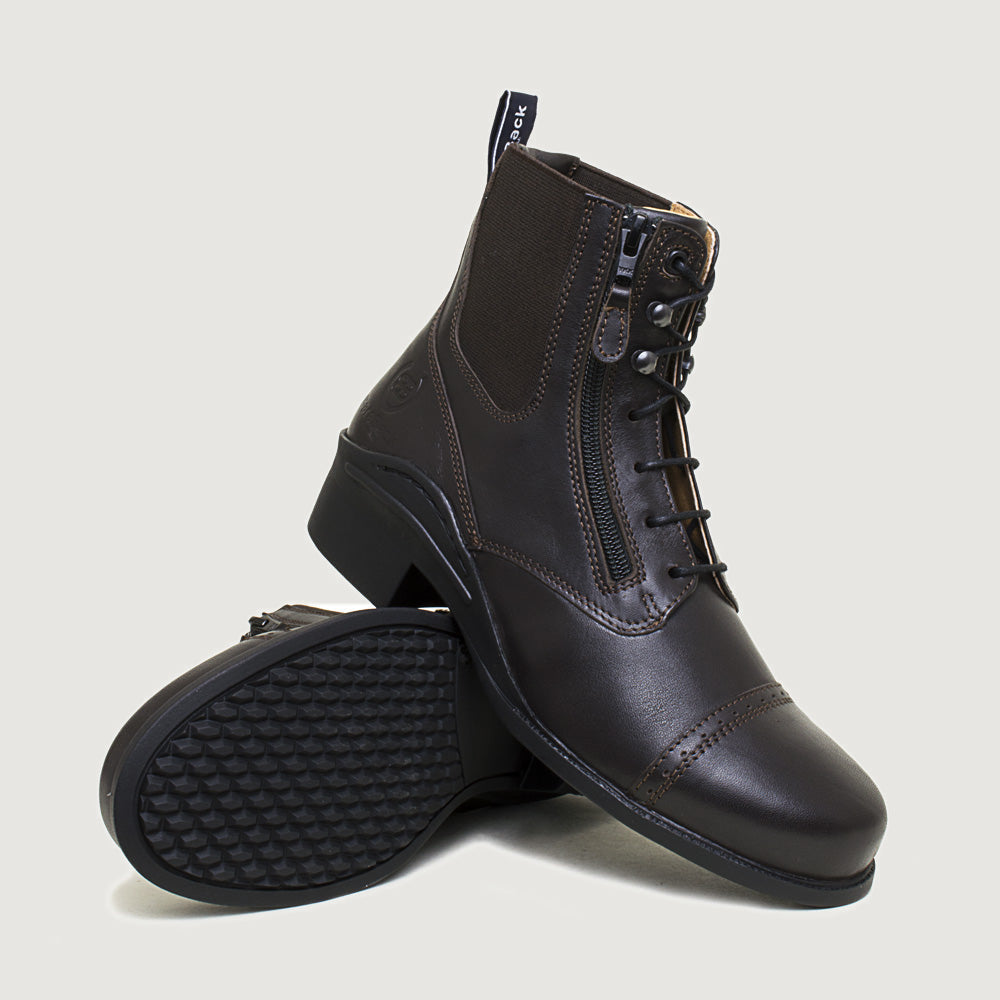 Bareback Bramham zip jodhpur boots in brown leather, showing the rubber outsole