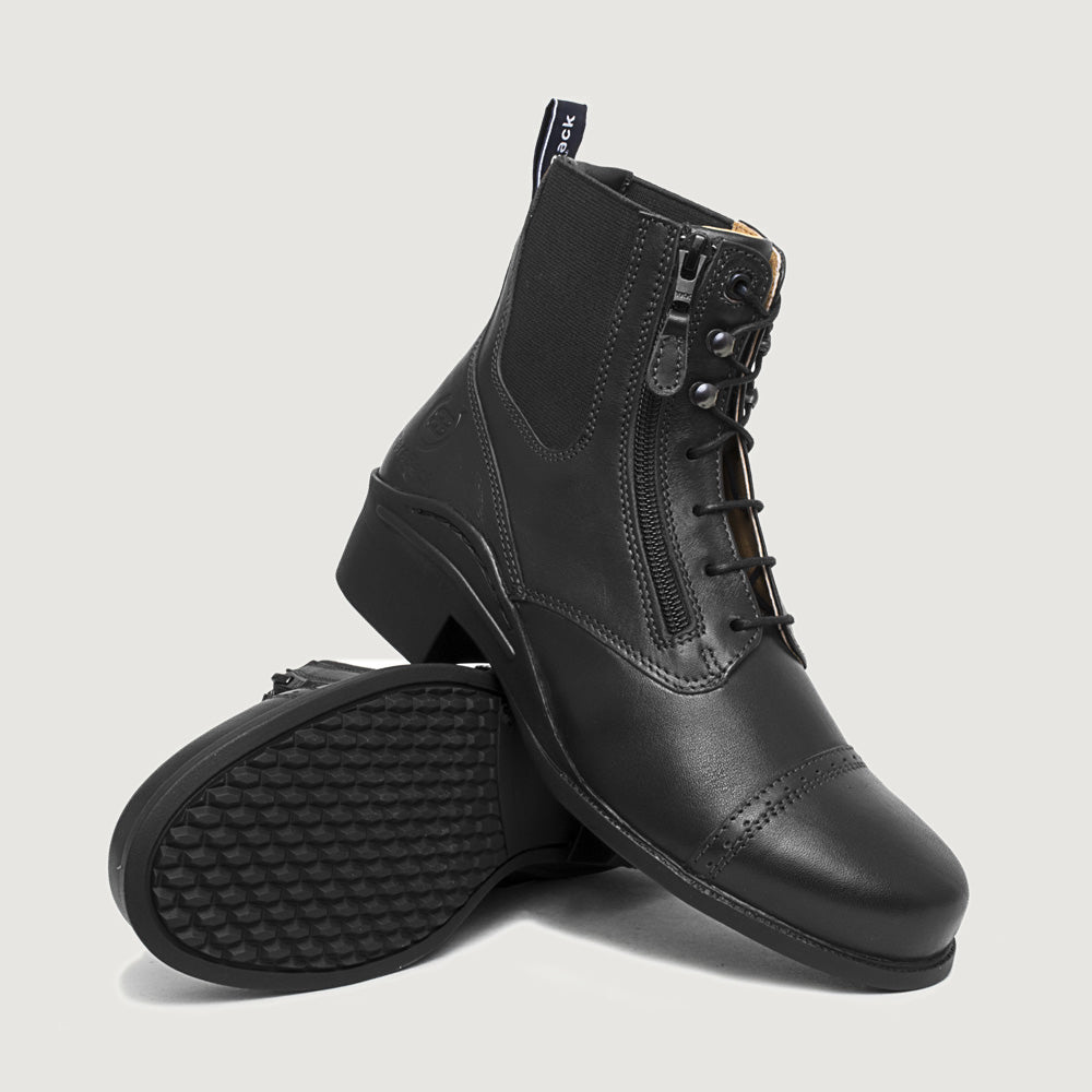 Bareback Bramham zip jodhpur boots in black leather, showing the rubber outsole