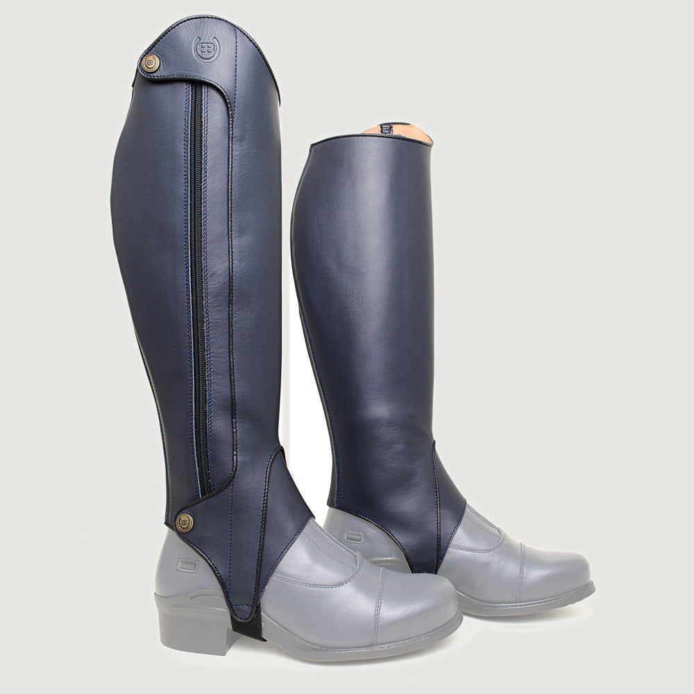 Bareback Vaqueros premium half-chaps in navy leather