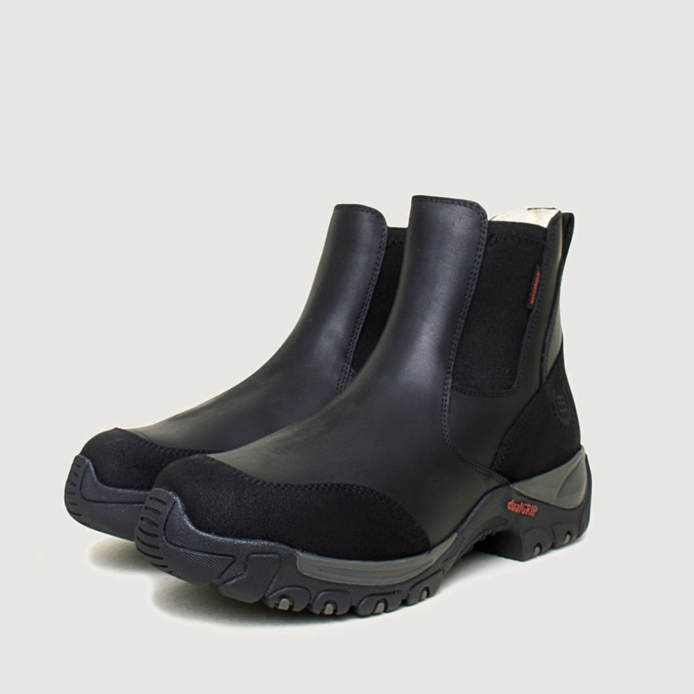 Bareback Ottawa Storm waterproof short boots in black, angled front view of the pair
