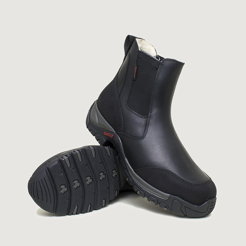 Bareback Ottawa Storm waterproof short boots in black, showing the grip rubber outsole