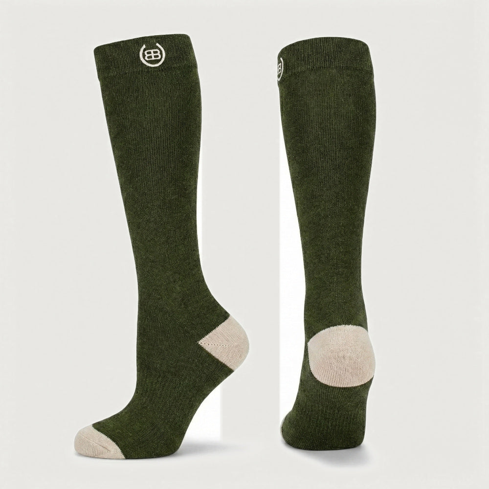 Bareback premium long merino wool socks in olive green