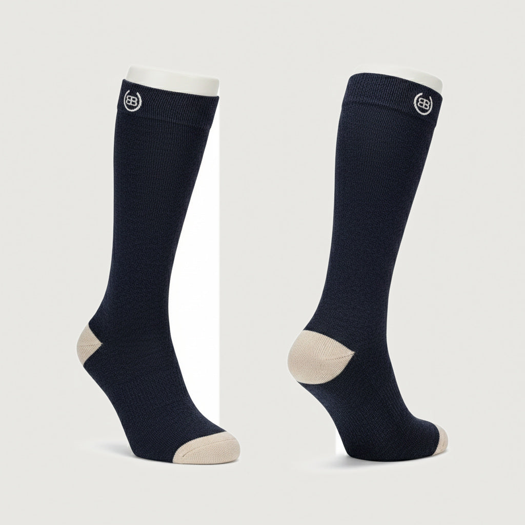 Bareback premium long merino wool socks in navy blue