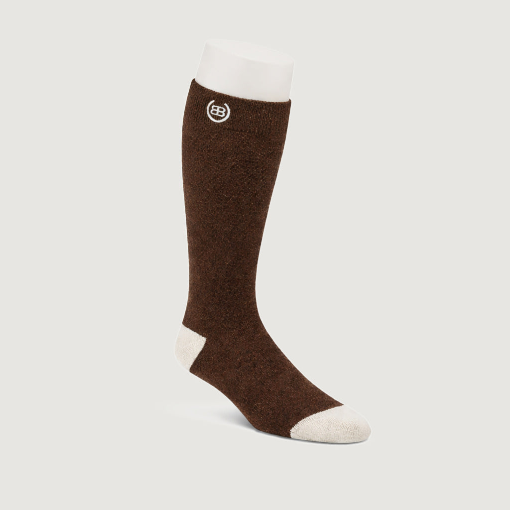 Bareback premium long merino wool socks in chocolate