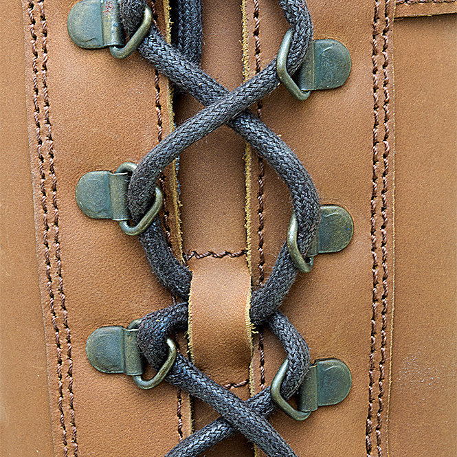 Bareback Andalucia lace-up long riding boots in desert tan leather, alternate side view