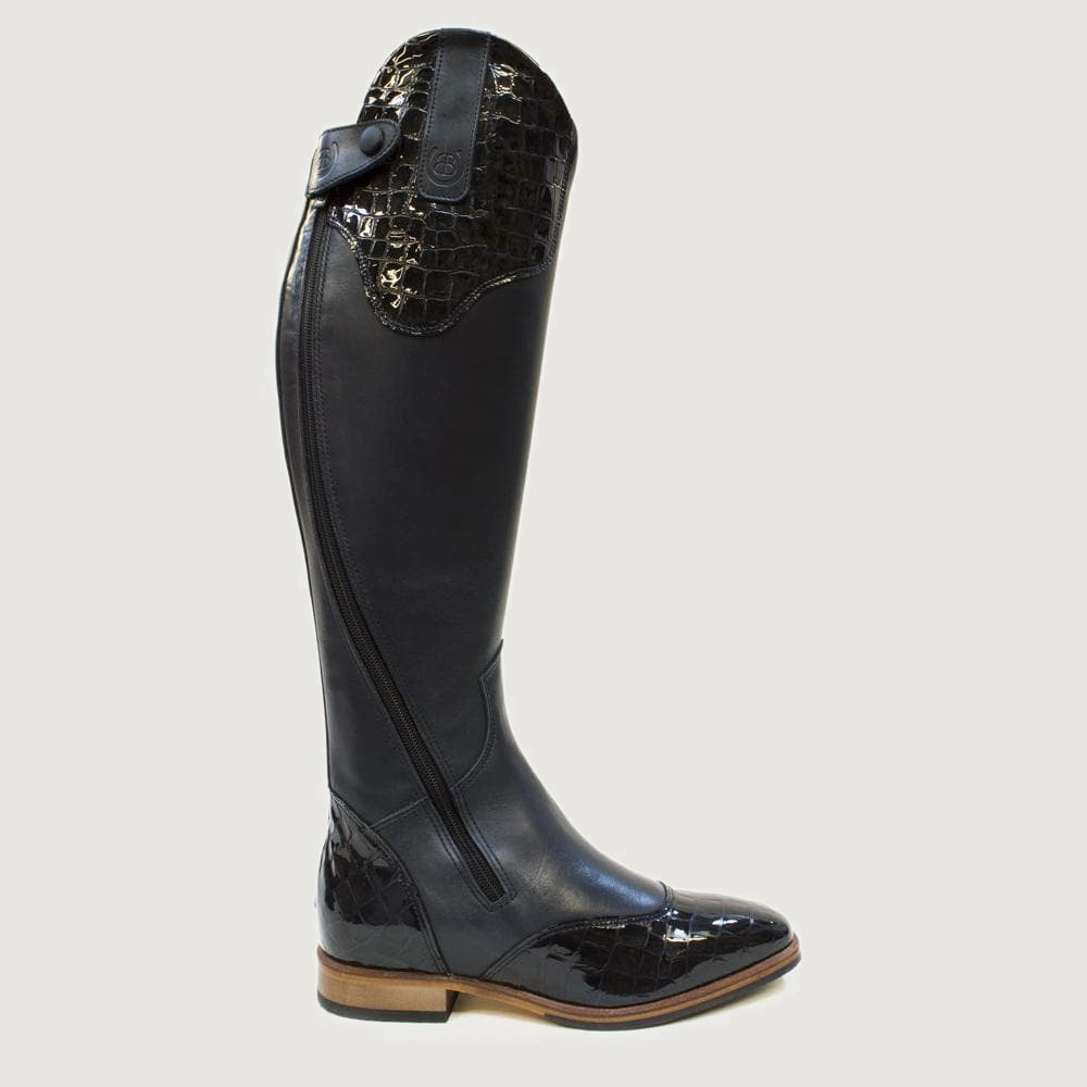 Bareback Milan long dress riding boots in blue, made to measure