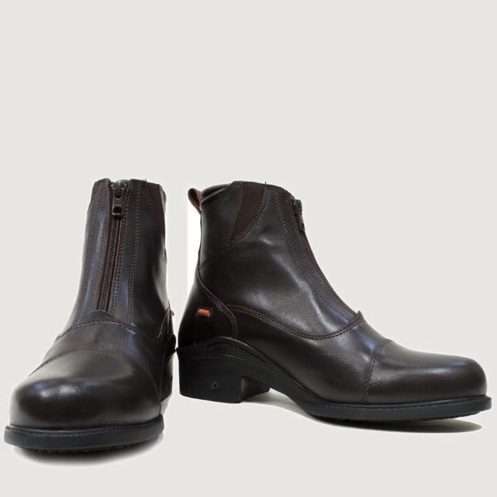 Bareback Idaho Storm waterproof jodhpur boots in brown, rear three-quarter view of the pair