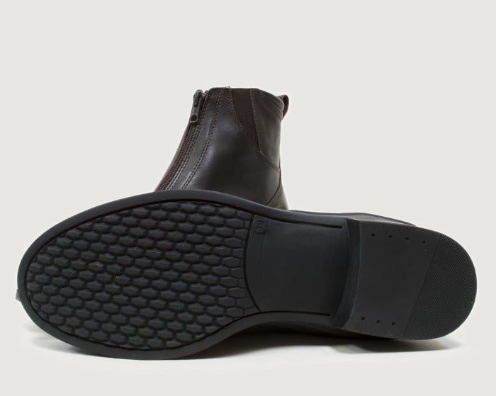 Bareback Idaho Storm waterproof jodhpur boots in brown, showing the patterned rubber outsole