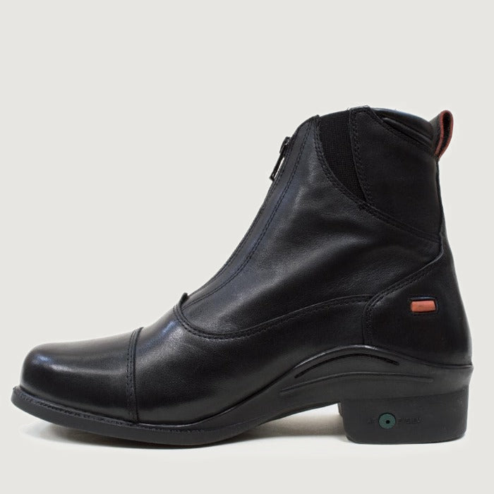 Bareback Idaho Storm waterproof jodhpur boots in black, side view showing the front zip