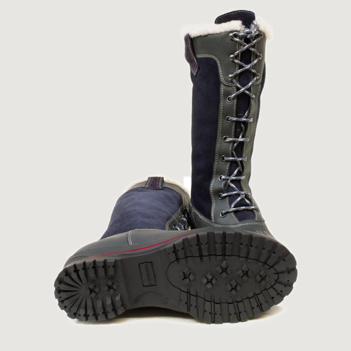 Bareback Polar Storm waterproof boots in navy, showing the cleated rubber outsole
