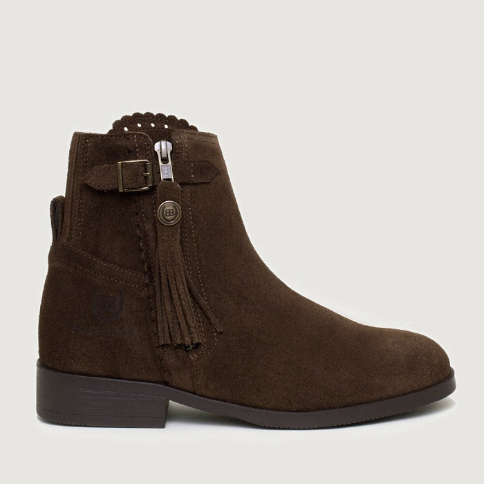 Bareback Valencia suede tassel ankle boots in brown