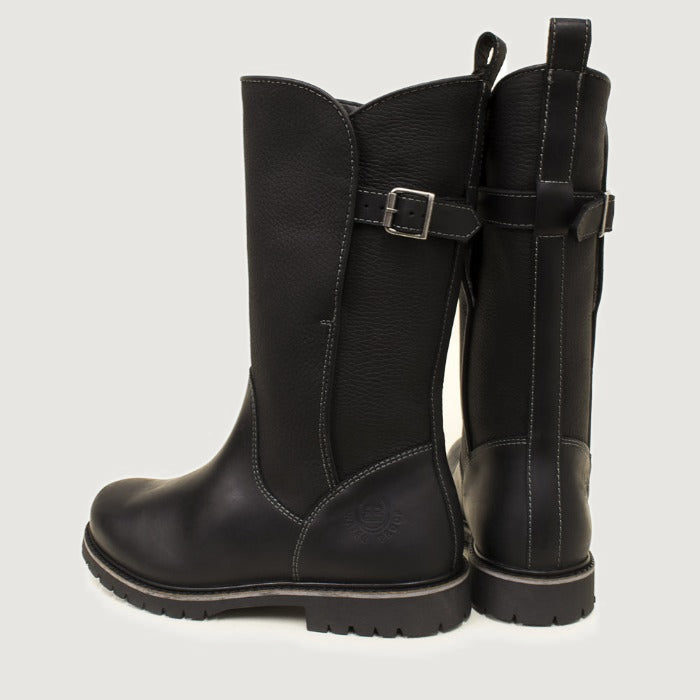 Bareback Quebec waterproof mid calf boots in black, angled front view of the pair