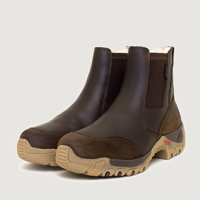 Bareback Ottawa Storm waterproof short boots in brown, angled front view of the pair