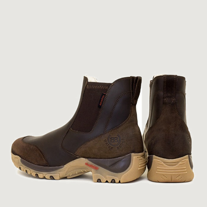 Bareback Ottawa Storm waterproof short boots in brown, rear three-quarter view of the pair