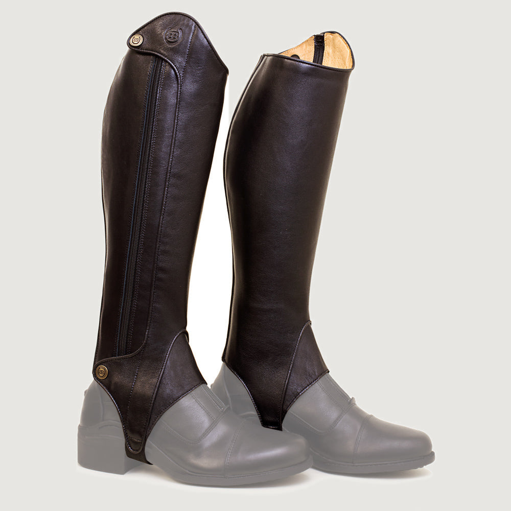 Bareback Vaqueros premium half-chaps in brown leather