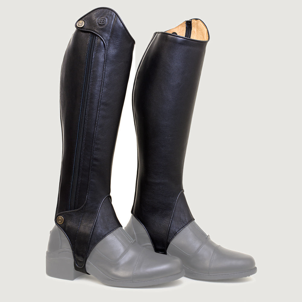 Bareback Vaqueros premium half-chaps in black leather