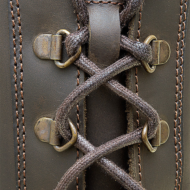 Bareback Andalucia lace-up long riding boots in brown leather, sole view