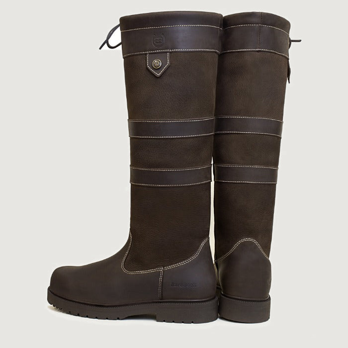 Bareback Dakota waterproof country boots in brown leather, rear three-quarter view of the pair