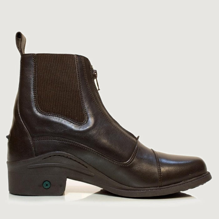 Bareback Idaho jodhpur boots in brown leather, side view of a single boot