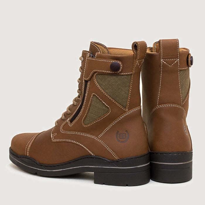 Bareback Kentucky jodhpur riding boots in havana leather, rear three-quarter view of the pair