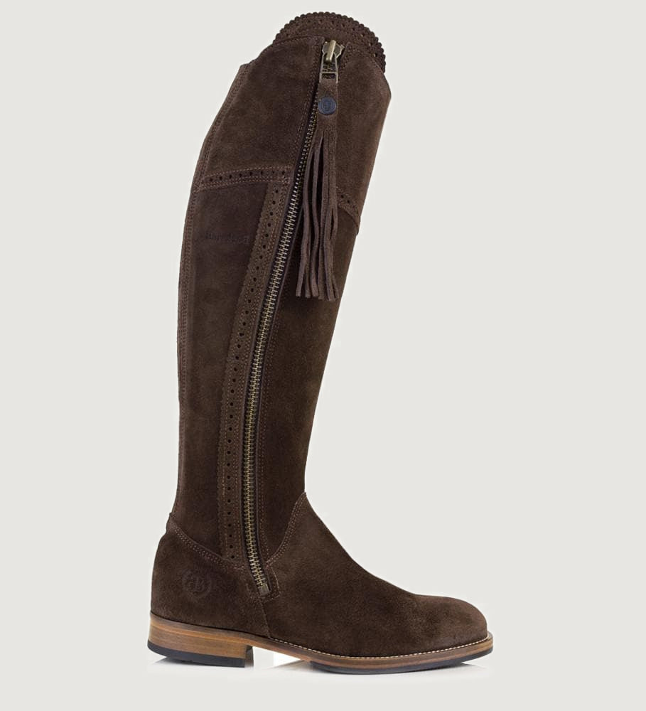 Bareback Sovereign suede tassel boots in brown, made to measure