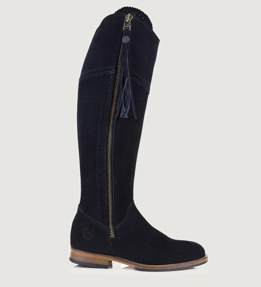 Bareback Sovereign suede tassel boots in black, made to measure