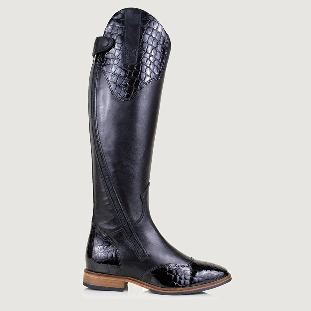 Bareback Milan long dress riding boots in black, made to measure