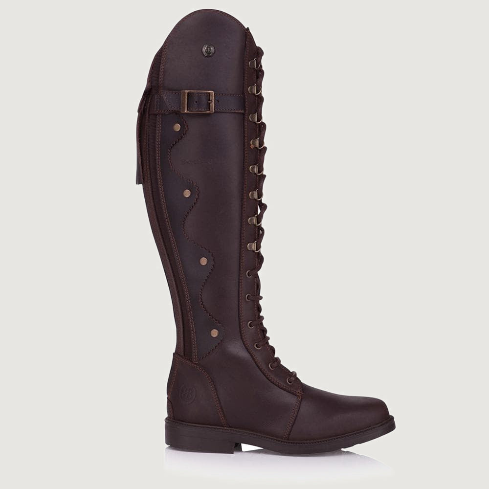 Bareback Andalucia lace-up long riding boots in brown leather, made to measure