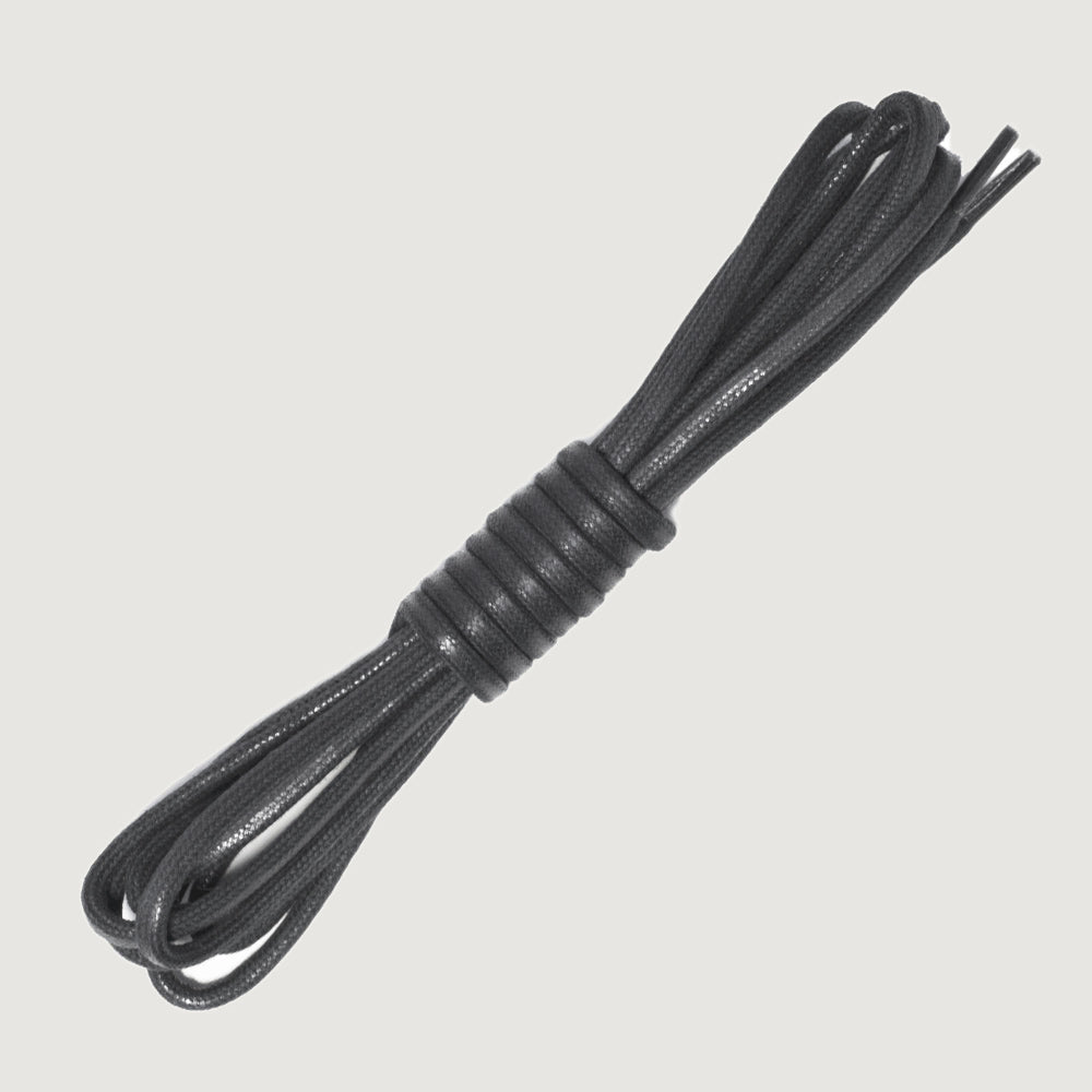 Bareback replacement boot laces in grey, coiled waxed laces