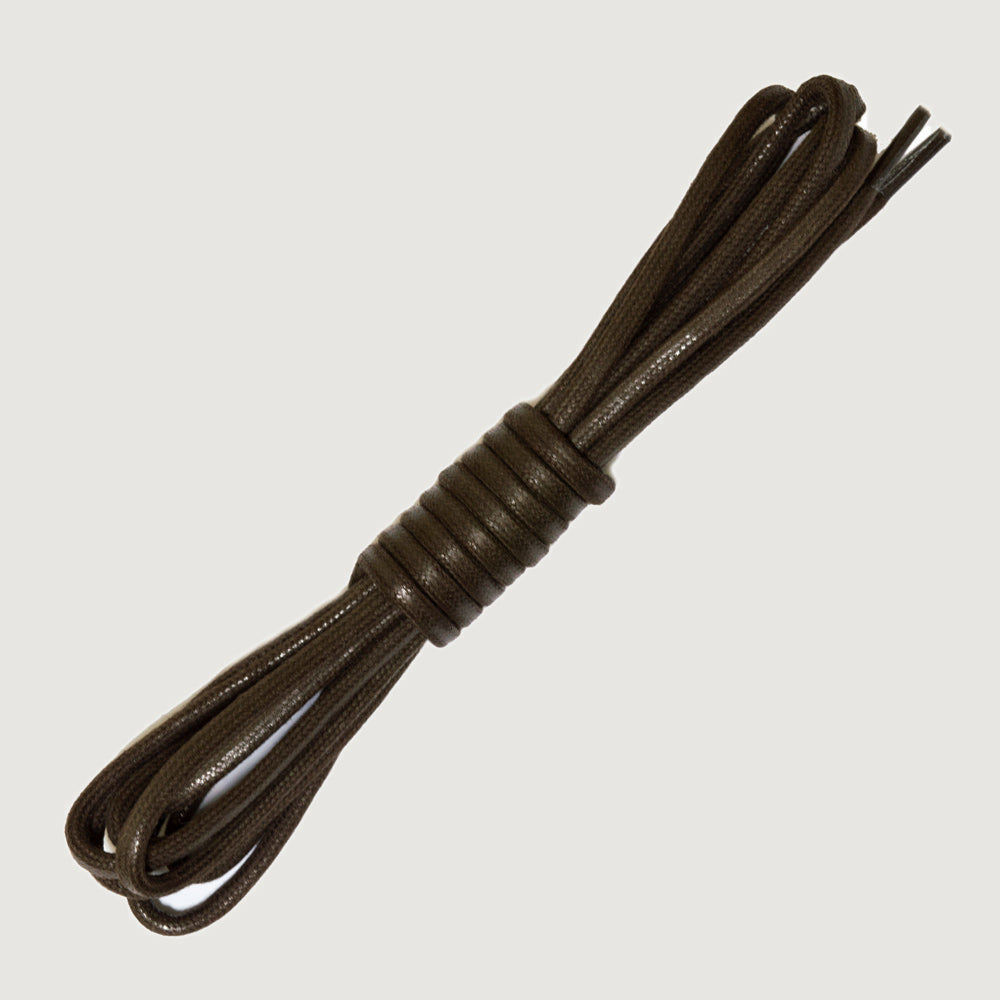 Bareback replacement boot laces in brown, coiled waxed laces