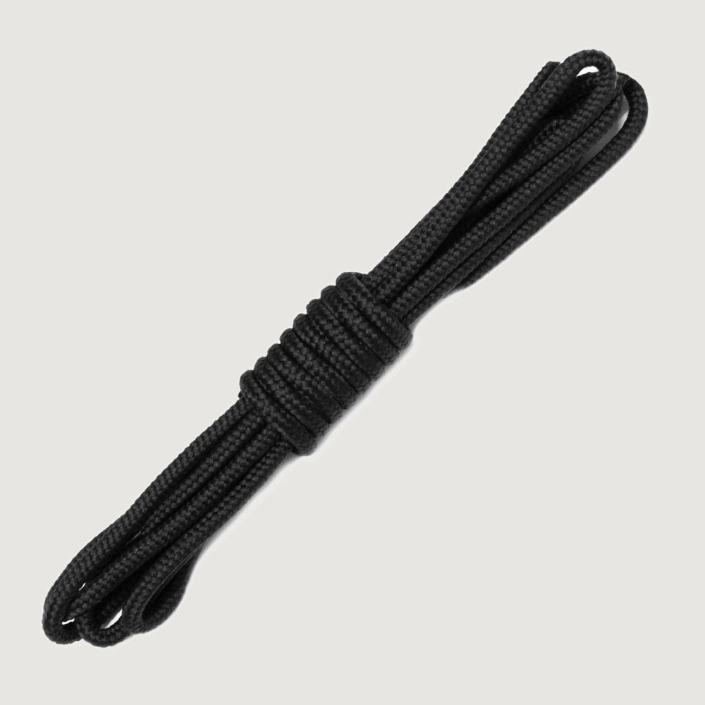 Bareback replacement boot laces in black, coiled round laces