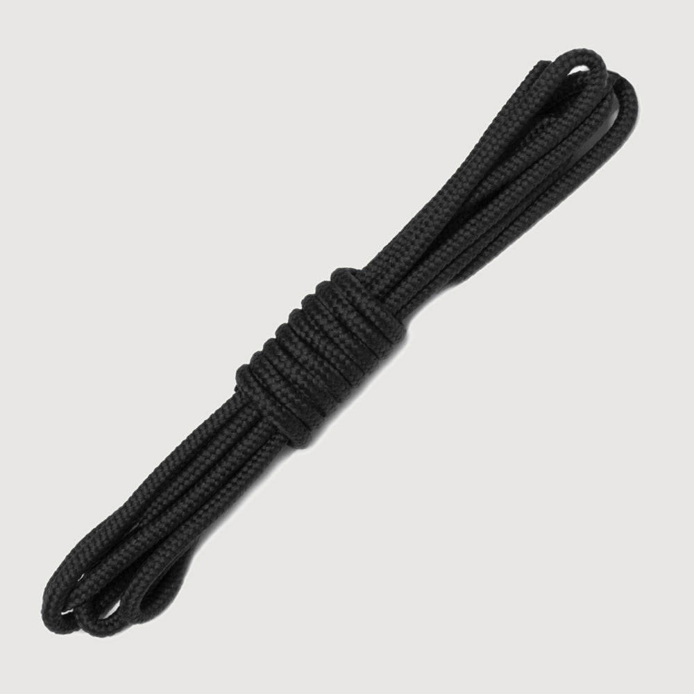 Bareback replacement boot laces in black, coiled thin round laces