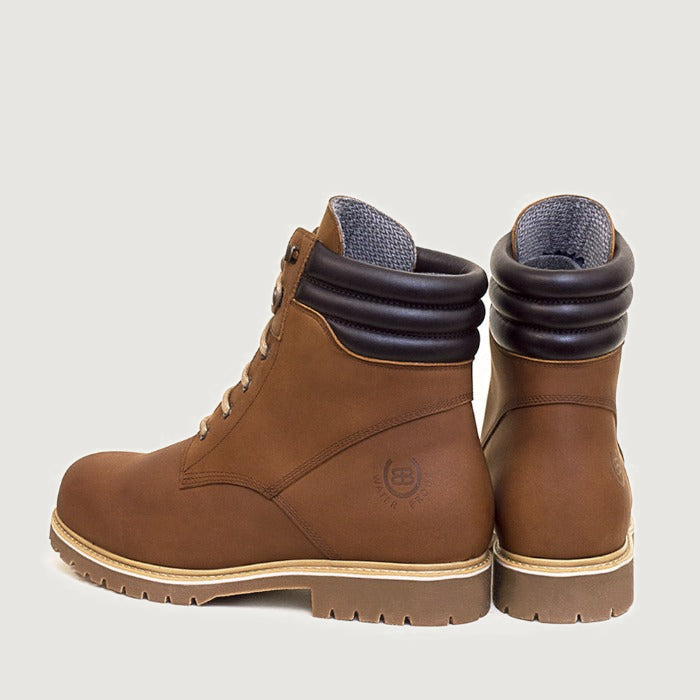 Bareback Rocky waterproof boots in copper, rear view of the pair showing the padded collar