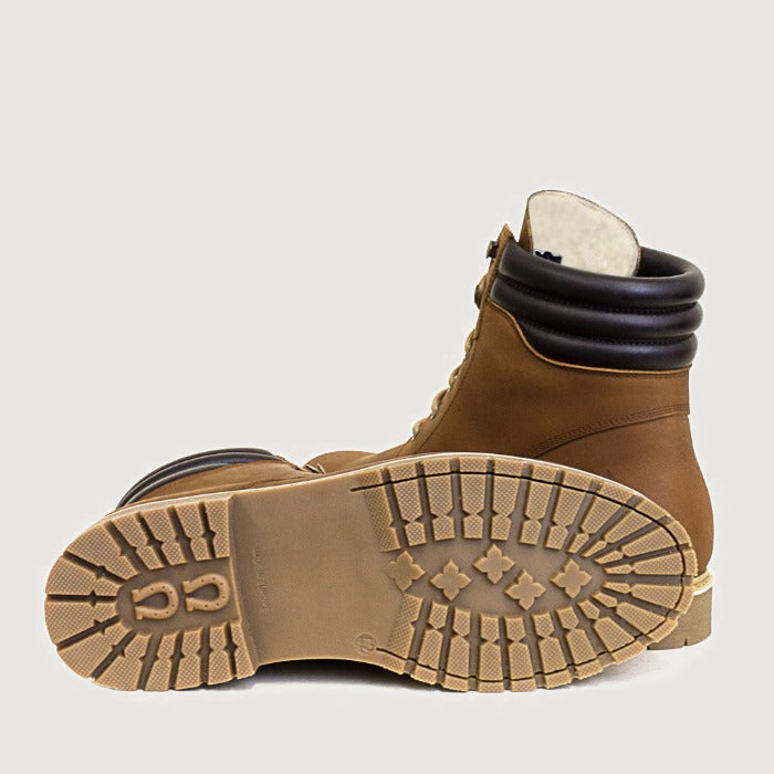 Bareback Rocky Winter waterproof boots in mocha, showing the cleated rubber outsole