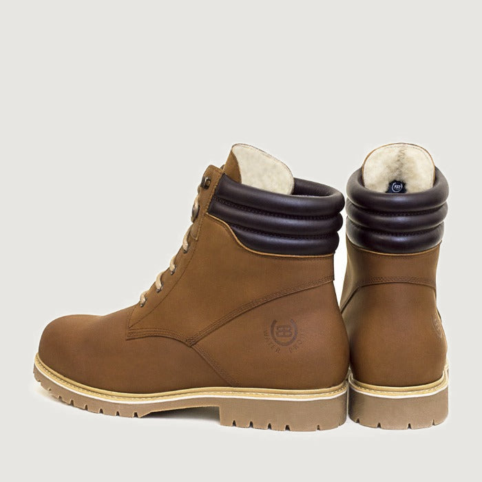 Bareback Rocky Winter waterproof boots in mocha, rear view showing the fleece lined collar