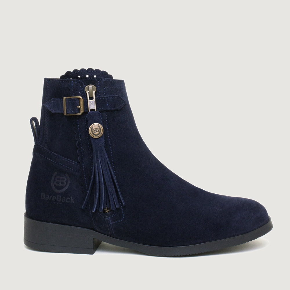 Bareback Valencia suede tassel ankle boots in navy