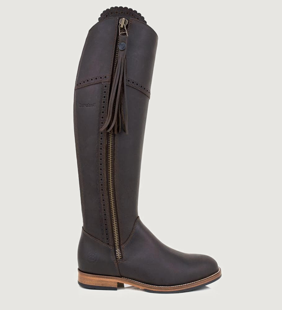 Bareback Sovereign waxed leather tassel boots in brown, made to measure