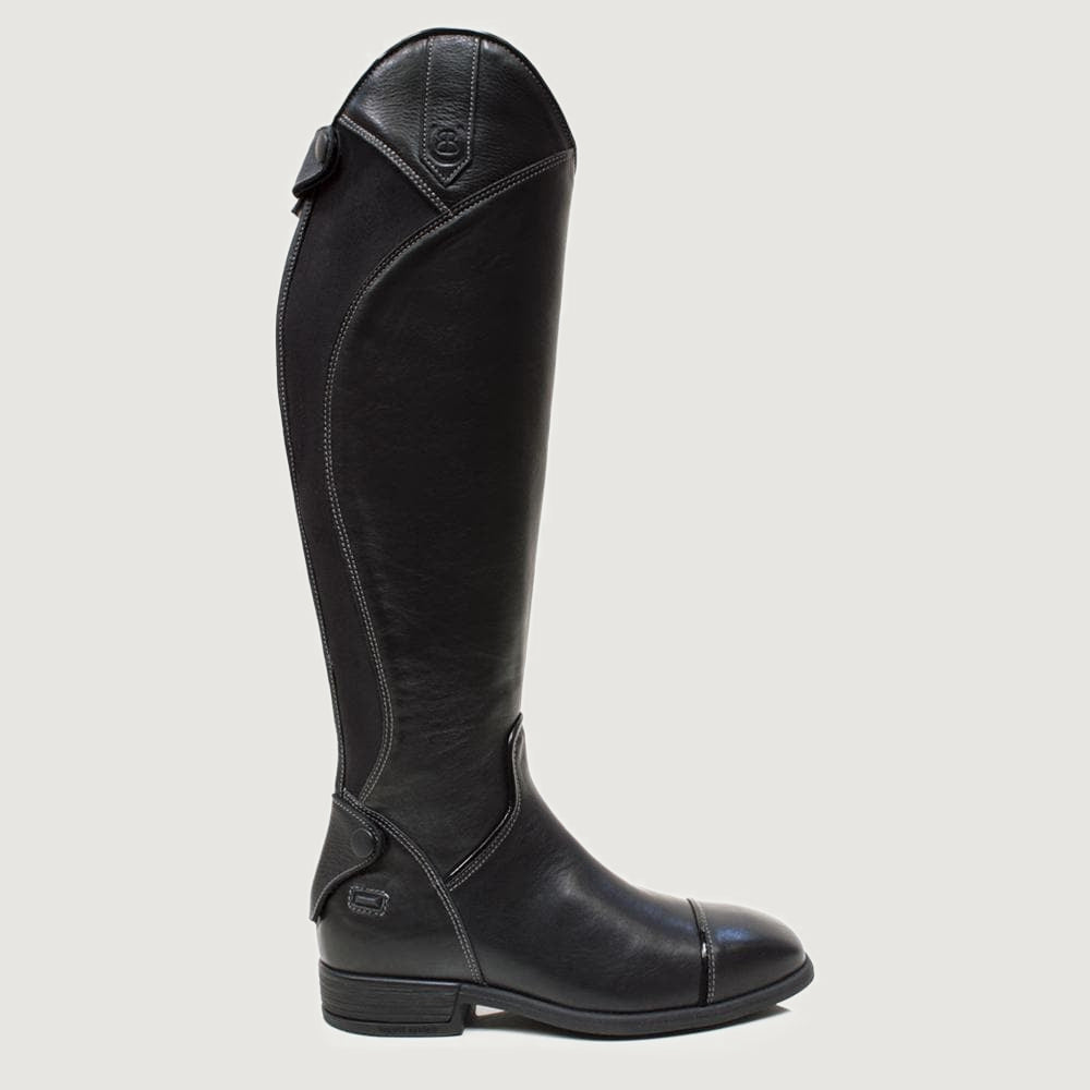 Bareback Georgia long riding boots in black leather, made to measure