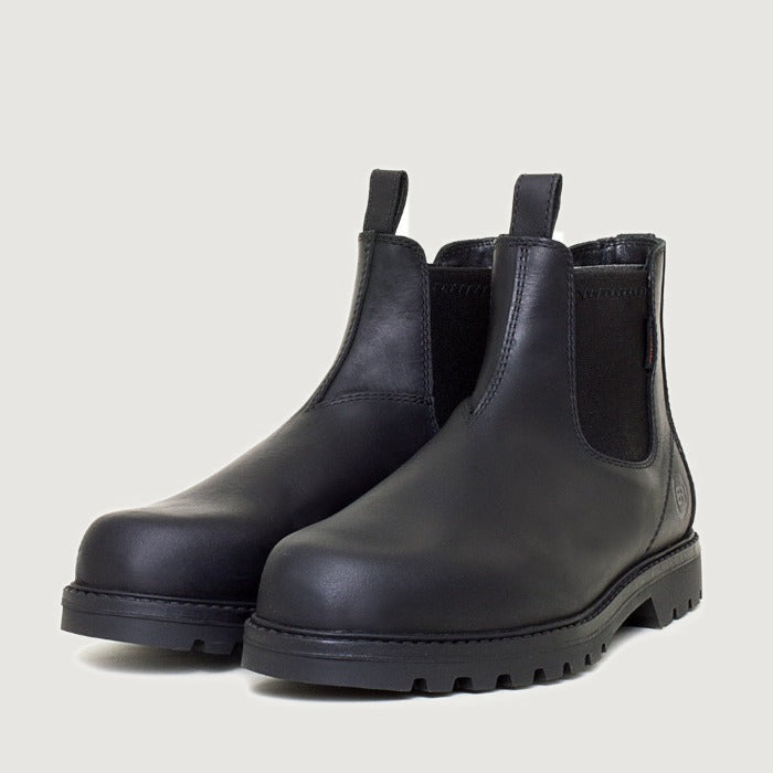 Bareback Vancouver Storm waterproof boots in black, angled front view of the pair