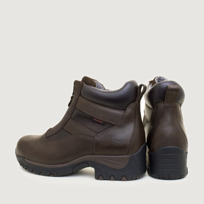 Bareback Chatsworth Storm waterproof jodhpur boots in brown, rear three-quarter view of the pair
