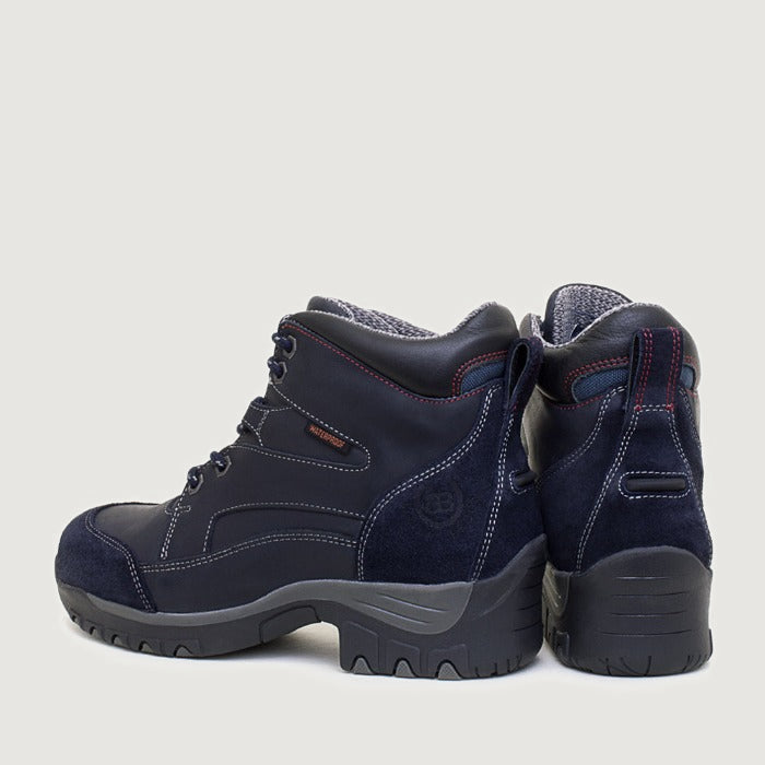 Bareback Blair Storm waterproof boots in navy, angled side view of the pair