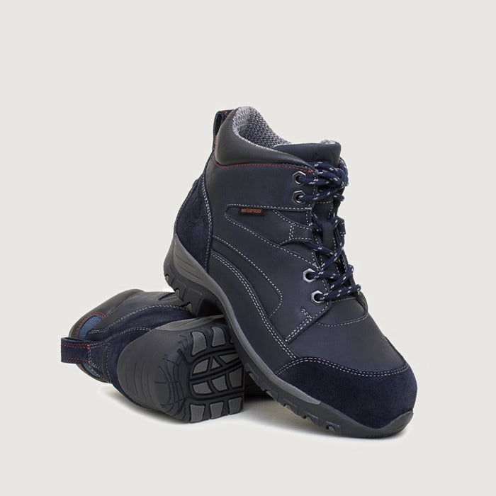Bareback Blair Storm waterproof boots in navy, showing the lace fastening and outsole