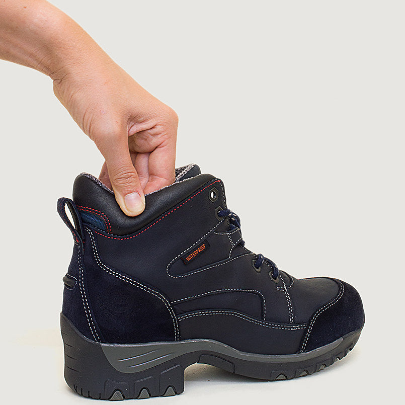 Bareback Blair Storm waterproof jodhpur boots in blue leather, side view